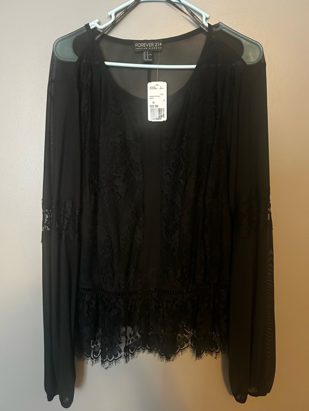Forever 21+ Black Lace Woven Plus Size Top